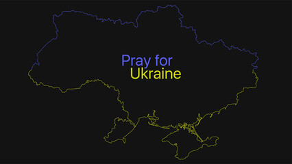 Blue yellow simple outline Ukraine map