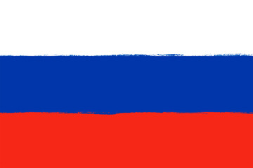 Flag of russia. Brush strokes painted national symbol background illustration