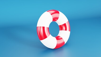 Lifebuoy on isolated a blue background 3d render