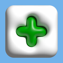 Fototapeta premium 3D added icon, plus buttons, increase icon for media social emoji