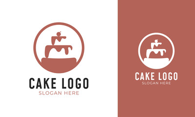 Cake logo design with cherry and sweet concept for cake store