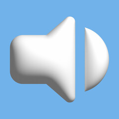 3D speaker, turn on, off sound, media social emoji icon