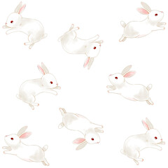 手描きで描かれたウサギのパターン素材／Rabbit pattern material drawn by hand