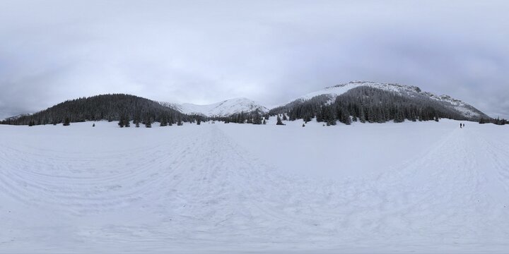 Tatra Mountains in winter covered with snow HDRI Panorama