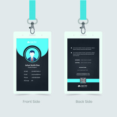 Corporate Employee ID Card Design. Luxury, Modern, Elegant, Professional Minimalist Identity Card. Employee ID Card Template. Elements of Stationery. Vector illustration 