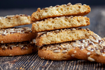 wheat cookies with flax and sunflower seeds