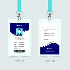 Corporate Employee ID Card Design. Luxury, Modern, Elegant, Professional Minimalist Identity Card. Employee ID Card Template. Elements of Stationery. Vector illustration 