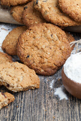wheat-oatmeal cookies with peanuts, closeup