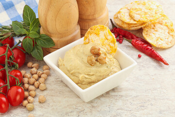 Natural organic chickpea hummus with olive oil
