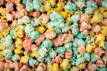 Color popcorn isolated on white background.