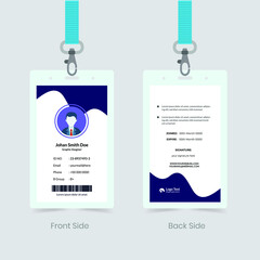 Corporate Employee ID Card Design. Luxury, Modern, Elegant, Professional Minimalist Identity Card. Employee ID Card Template. Elements of Stationery. Vector illustration 