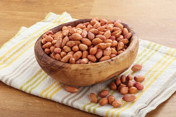 Raw peanut heap in the bowl