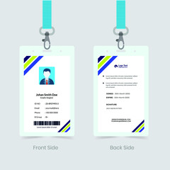 Corporate Employee ID Card Design. Luxury, Modern, Elegant, Professional Minimalist Identity Card. Employee ID Card Template. Elements of Stationery. Vector illustration 