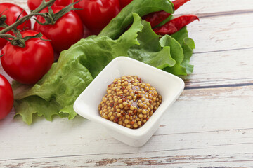 Mustard seeds sauce in the bowl