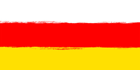 Flag of South Ossetia. Brush strokes painted national symbol background illustration