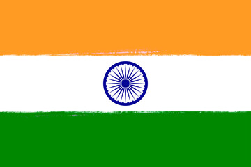 Flag of India. Brush strokes painted national symbol background illustration