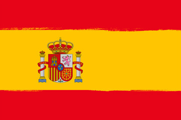 Flag of Spain. Brush strokes painted national symbol background illustration