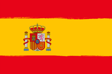 Obraz premium Flag of Spain. Brush strokes painted national symbol background illustration