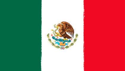 Flag of Mexico. Brush strokes painted national symbol background illustration