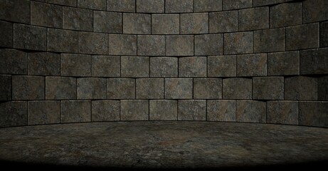 runder Raum mit steinernen Wänden, Burg, Gefängnis