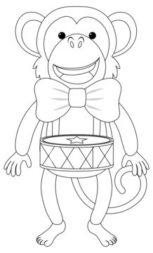 Drumming monkeydoodle outline for colouring
