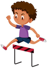 A boy jumping crossing in cartoon style