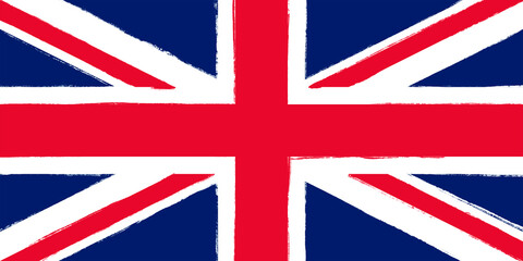 Flag of United Kingdom. Brush strokes painted national symbol background illustration