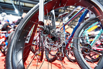 Wheel of modern mountain bicycle