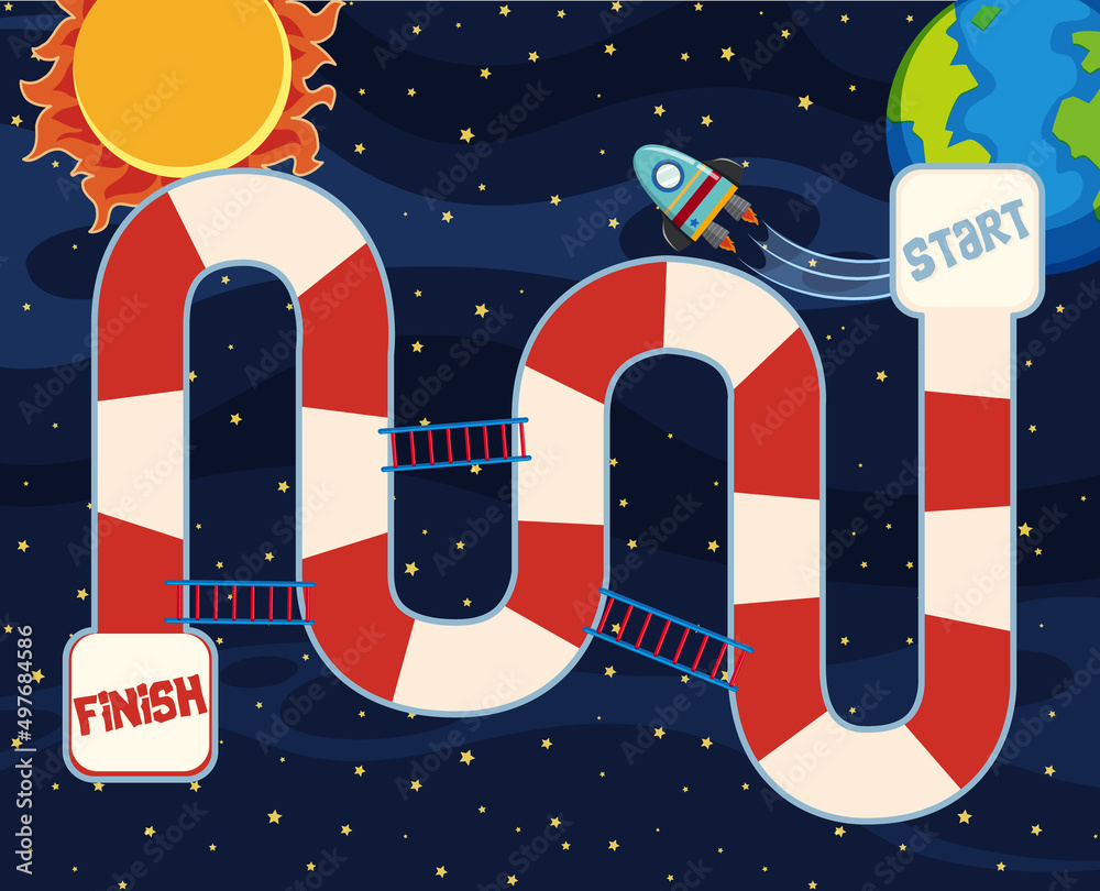 Wall mural game template with space theme background