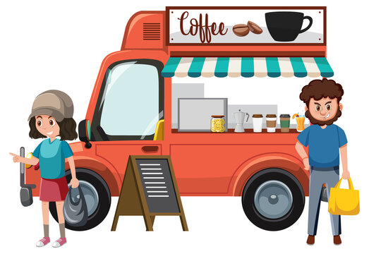 Customers standing by coffee truck