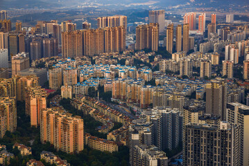 Fototapeta na wymiar Overhead view of urban residential buildings and villas in Nanning, Guangxi, China
