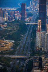 City road overpass in Nanning, Guangxi, China, viewed from above