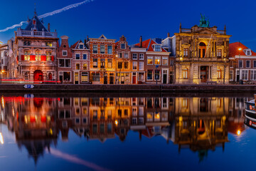 Fototapeta na wymiar City Center of Haarlem, Netherlands at blue hour