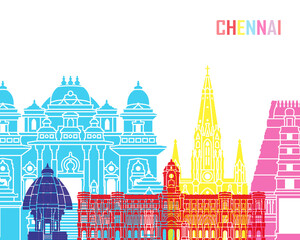 Fototapeta premium Chennai skyline pop