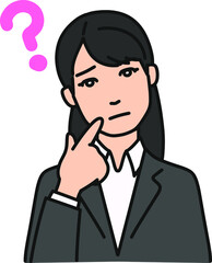 困っているスーツの女性