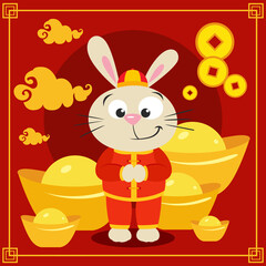 Greeting card of rabbit happy chinese new year