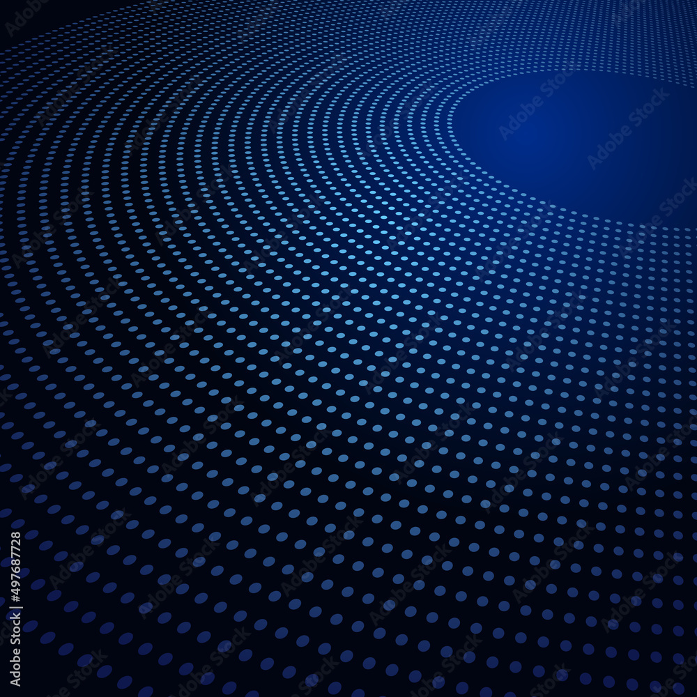 Poster Blue halftone dots in circle. Low angle view. Big Data concept.