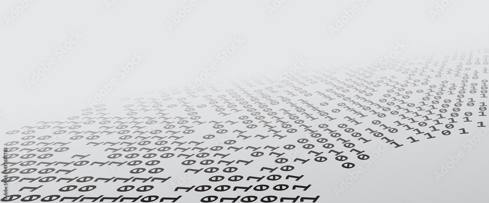 Poster Numbers one and zero with perspective view. Big data concept.