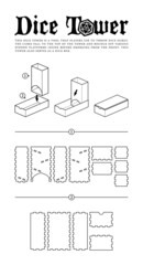 Vector Dice tower paper model template for RPG board game Dungeons and Dragons. Laser cut Wooden production. For 4 mm plywood.