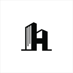 Property logo design idea with H letter monogram as high building