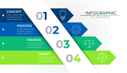 Modern four steps infographic elements plan concept design vector with icons. Business network project template for presentation and report.