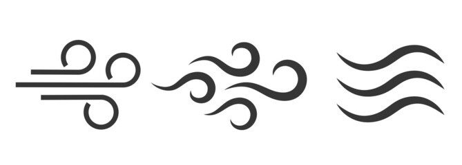Wind blow vector symbol, air puff line icon