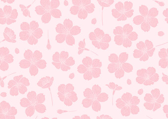 オシャレで優しい手描き桜のシームレス総柄