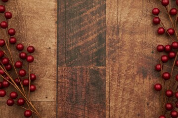Fototapeta na wymiar wooden background fresh ripe food red dessert organic wood table cooking kitchen dark winter season decoration tree brown berry 