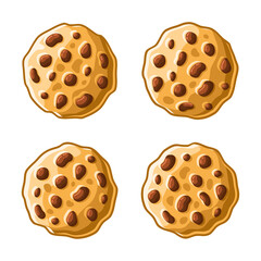 Cookies Set. Homemade Chocolate Chip Icons. Vector