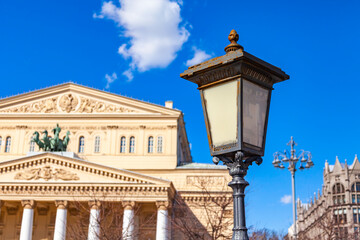 Fototapeta na wymiar Moscow, Russia, April 6 2022. Beautiful street lamp post