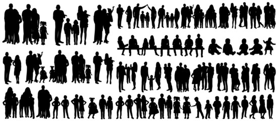 people set silhouette, isolated on white background vector