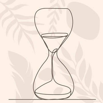 hourglass drawing in one continuous line, isolated vector