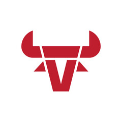 modern letter V bull logo design