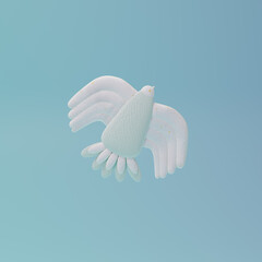 3d render, 3d illustration. White bird dove of peace.